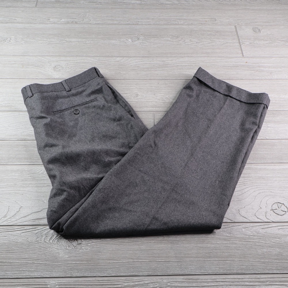 Vintage Brooks Brothers Trousers Mens 40x31 Gray Wool Pleated Cuffed Made in USA